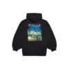 Klassischer Hoodie mit Aufdruck, locker geschnitten, schwarz 641529TJVH91000