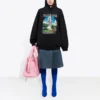 Klassischer Hoodie mit Aufdruck, locker geschnitten, schwarz 641529TJVH91000