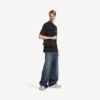 Kleine Herren-Messenger-Tasche im Army-Stil in Schwarz