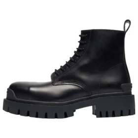 Kleine Martin Mid-Stiefel aus Rindsleder mit Schnürung „Schwarz“ 589338WA9601000