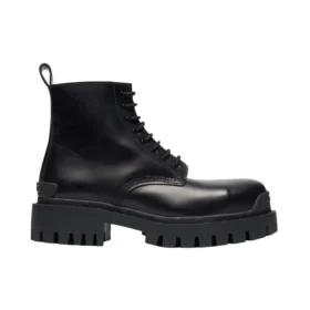 Kleine Martin Mid-Stiefel aus Rindsleder mit Schnürung „Schwarz“ 589338WA9601000