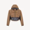Kürzliche Techwear-Jacke für Damen in Camel Kürzliche Techwear-Jacke für Damen in Camel