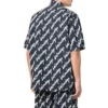 Kurzarm-Shirt mit Allover-Scribble-Print „Dunkelblau Weiß“ 681702TLLJ48502