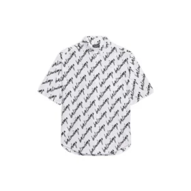 Kurzarm-Shirt mit durchgehendem Scribble-Muster „Weiß Schwarz“ 681702TLLJ49040