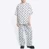 Kurzarm-Shirt mit durchgehendem Scribble-Muster „Weiß Schwarz“ 681702TLLJ49040