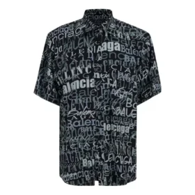 Kurzarm-Shirt mit gemischtem Typografie-Logo-Print „Black Grey“ 556854TELF21269