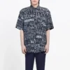 Kurzarm-Shirt mit gemischtem Typografie-Logo-Print „Black Grey“ 556854TELF21269