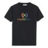 Kurzarm-Shirt mit Rundhalsausschnitt und Regenbogen-Farbverlauf-Logo, schwarz 570814TEV531000