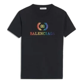 Kurzarm-Shirt mit Rundhalsausschnitt und Regenbogen-Farbverlauf-Logo, schwarz 570814TEV531000 Kurzarm-Shirt mit Rundhalsausschnitt und Regenbogen-Farbverlauf-Logo, schwarz 570814TEV531000