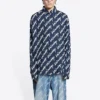 Kurzarm-Shirt mit Scribble-Logo, Large-Fit „Midnight Blue“ 662983TLLJ48502