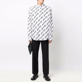 Kurzarm-Shirt mit Scribble-Logo, Large-Fit „Weiß“ 662983TLLJ49040