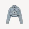 Kurze, taillierte Damenjacke in Bleach Light Blue