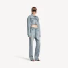 Kurze, taillierte Damenjacke in Bleach Light Blue