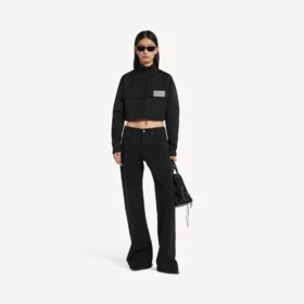 Kurze Trainingsjacke für Damen in Schwarz