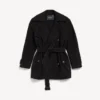 Kurzer Trenchcoat für Damen im Cocoon-Stil in Schwarz