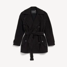Kurzer Trenchcoat für Damen im Cocoon-Stil in Schwarz