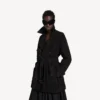 Kurzer Trenchcoat für Damen im Cocoon-Stil in Schwarz