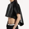 Kurzes Damen-T-Shirt mit Schleppe in Schwarz