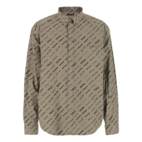Langarm-Shirt mit durchgehendem Logomuster „Beige“ 662983TNLL19763