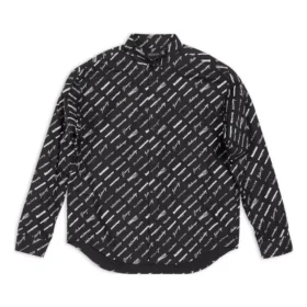 Langarm-Shirt mit durchgehendem Logomuster „Schwarz“ 662983TNLL11070