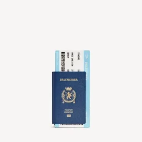 Lange Herren-Reisepassbrieftasche mit 1 Ticket in Reisepassblau