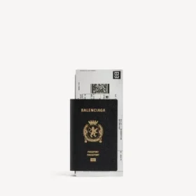 Lange Herren-Reisepassbrieftasche mit 1 Ticket in Schwarz