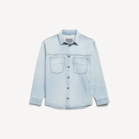 Langärmliges Herren-Denim-Hemd in Hellblau