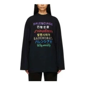 Languages Logo Langarm-T-Shirt „Black Multicolor“ 641667TJVI32771 Languages Logo Langarm-T-Shirt „Black Multicolor“ 641667TJVI32771