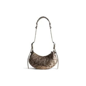Le Cagole XS Umhängetasche, metallisiert mit Leopardenmuster „Braun“ 6713092AAV72529