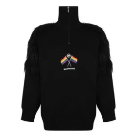 LGBTQ-Flaggen-Rollkragenpullover mit Reißverschluss „Schwarz“ 543766T17621069