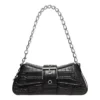 Lindsay Kleine Schultertasche mit Krokodilprägung „Schwarz“ 701141210C91000