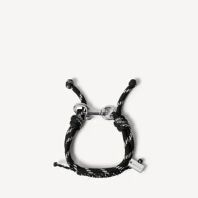 Malibu-Kordelarmband in Schwarz/Weiß/Glänzendem Silber