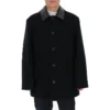 Mantel aus Wollmischung mit doppeltem Kragen „Schwarz“ 626314TIU071000