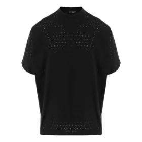 Mesh-T-Shirt mit Rundhalsausschnitt, Oversize „Schwarz“ 694576TMVD41000