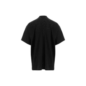 Mesh-T-Shirt mit Rundhalsausschnitt, Oversize „Schwarz“ 694576TMVD41000