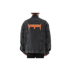 Metallica Oversized-Denim-Jacke „Washed Black Orange“ 694504TBP471055