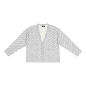 Mini-Cardigan mit Allover-Logo „Hellgrau-Weiß“ 699822T32331461
