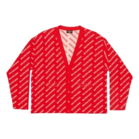 Mini-Strickjacke mit Allover-Logo „Red White“ 699822T32336090