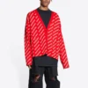 Mini-Strickjacke mit Allover-Logo „Red White“ 699822T32336090