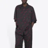Minimal Kurzarm-Shirt „Black Red“ 658841TKO521076