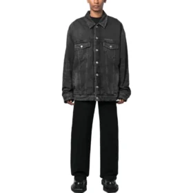 Mirror Padded Denim Jacke „Dark Grey“ 735744TBP471270