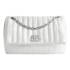 Monaco Medium Kettenhandtasche, gesteppt „Off White“ 7659452AASE9106