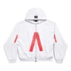 Music Archive Series Connected Zip-Up-Hoodie in mittlerer Passform „Light Grey Red“ 744457TQVA61561