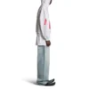 Music Archive Series Connected Zip-Up-Hoodie in mittlerer Passform „Light Grey Red“ 744457TQVA61561