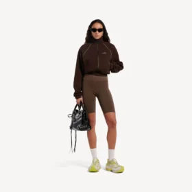 Nahtlose Techwear-Radsportshorts für Damen in Mokka