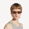 Neo-Sonnenbrille in runder Form mit gepunktetem Havanna-Muster Neo-Sonnenbrille in runder Form mit gepunktetem Havanna-Muster