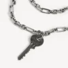 Neverlost-Halskette für Herren, schmal, in Antiksilber