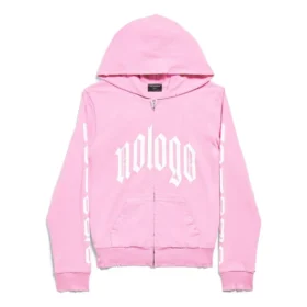 Nologo-Hoodie mit Reißverschluss, schmale Passform „Light Pink White“ 788243TQVK55708 Nologo-Hoodie mit Reißverschluss, schmale Passform „Light Pink White“ 788243TQVK55708