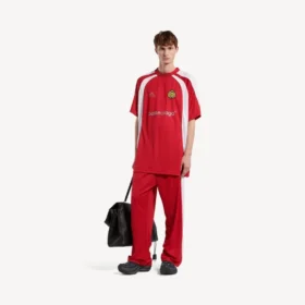 Oversize-Fußball-T-Shirt für Herren in Rot