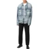 Oversized Cut-Up-Ring-Denim-Jacke „Blau“ 697779TMW264437